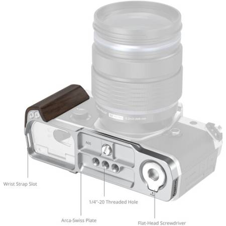 SmallRig 5563 - montażowa płytka L-kształtna + drewniany uchwyt, do OM System OM-3